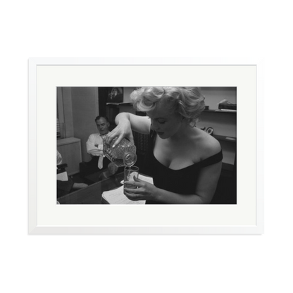 Marilyn Monroe Pouring A Drink Framed Print White XL