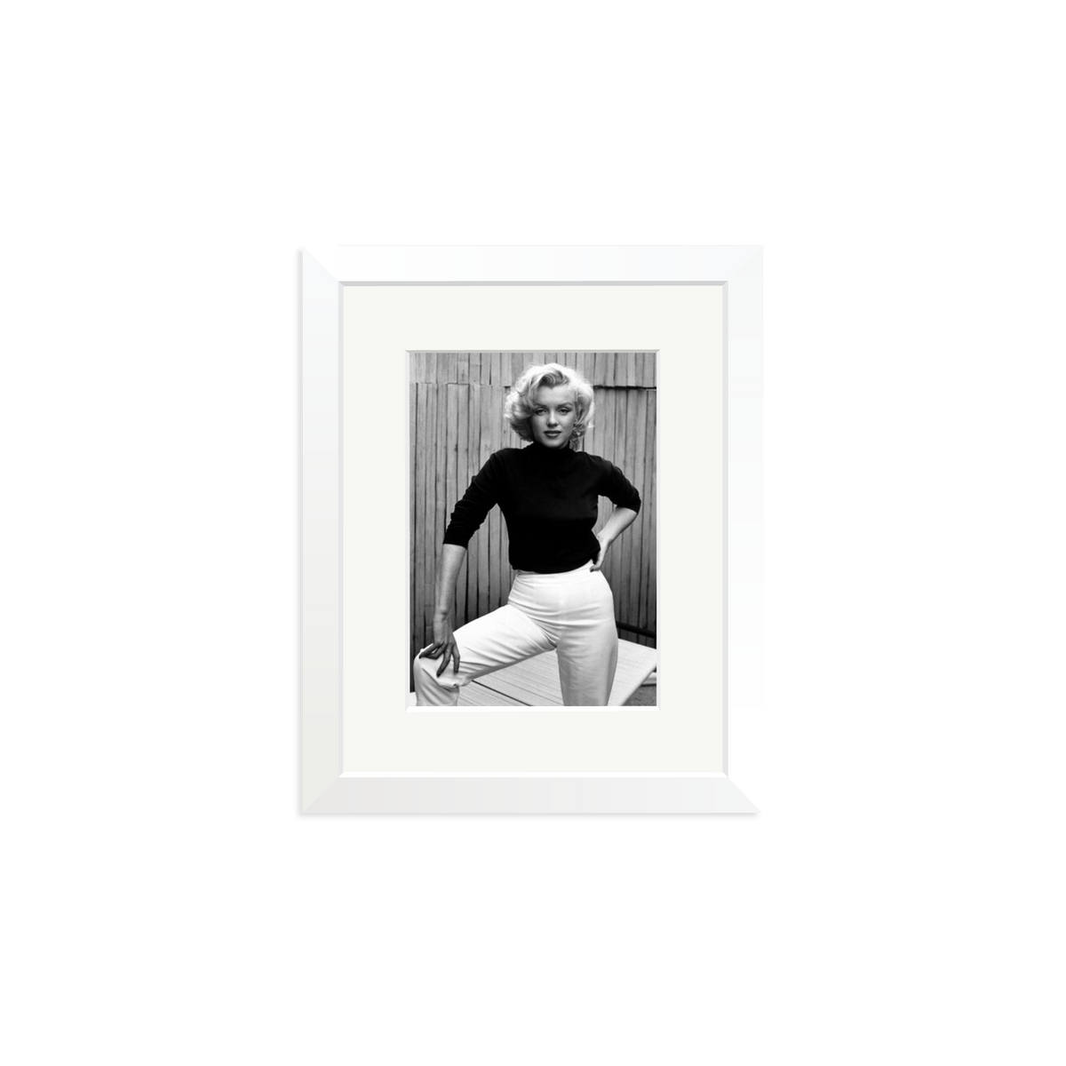 Marilyn Monroe Posing on Her Patio Framed Print White Small