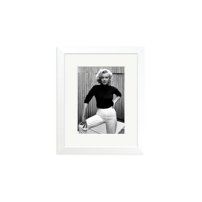 Marilyn Monroe Posing on Her Patio Framed Print White Small