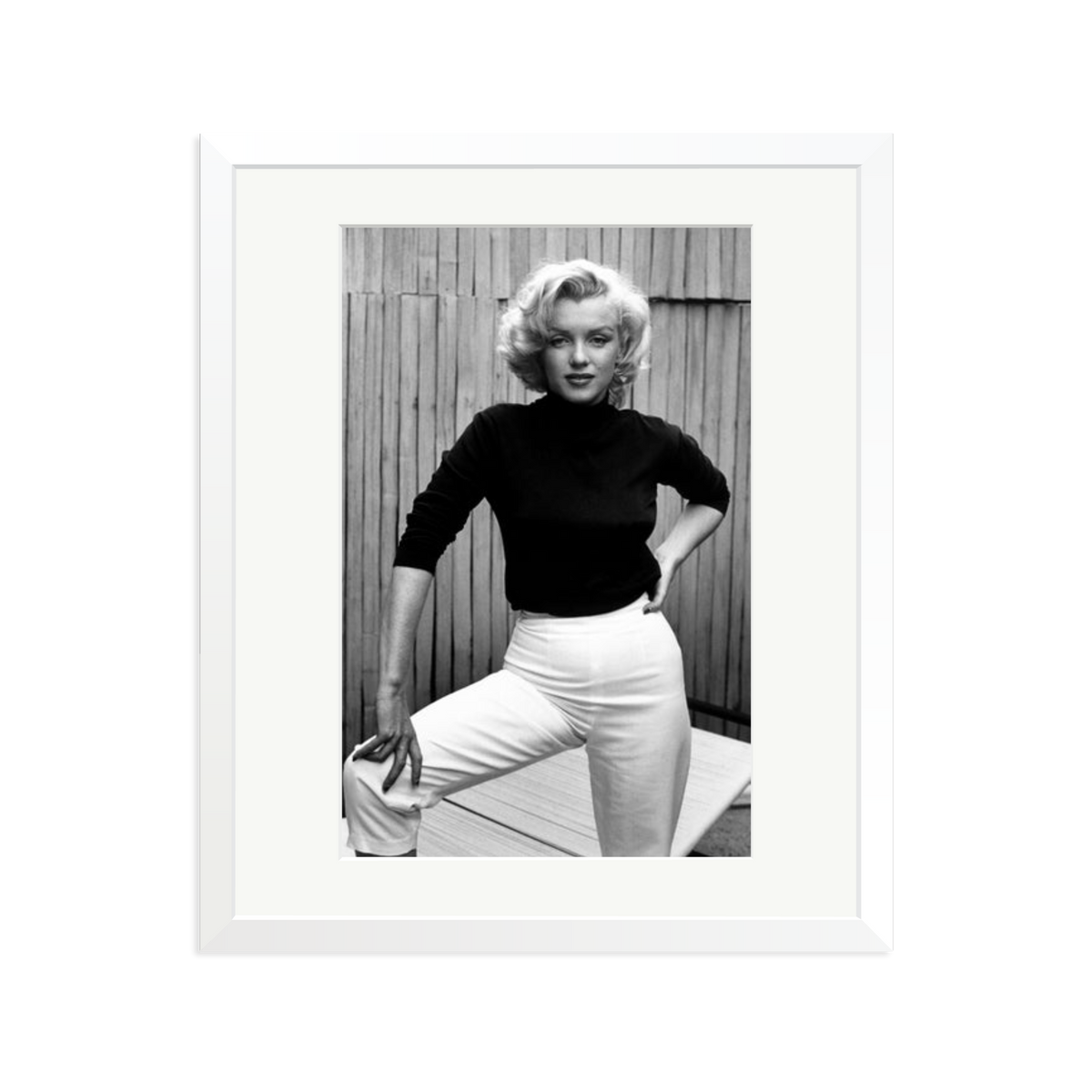 Marilyn Monroe Posing on Her Patio Framed Print White Large