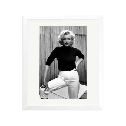 Marilyn Monroe Posing on Her Patio Framed Print White Large