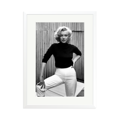 Marilyn Monroe Posing on Her Patio Framed Print White XL