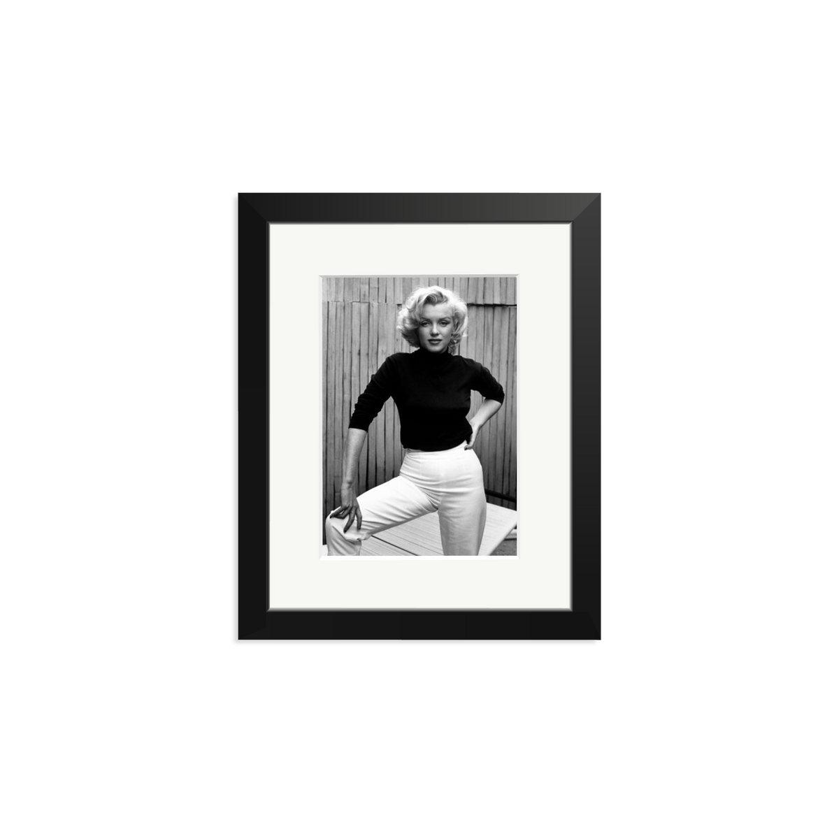 Marilyn Monroe Posing on Her Patio Framed Print Black Small