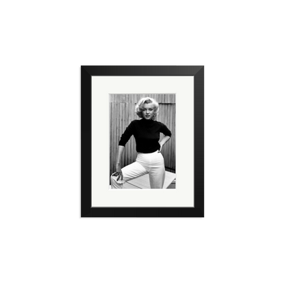 Marilyn Monroe Posing on Her Patio Framed Print Black Small