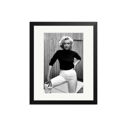 Marilyn Monroe Posing on Her Patio Framed Print Black Medium