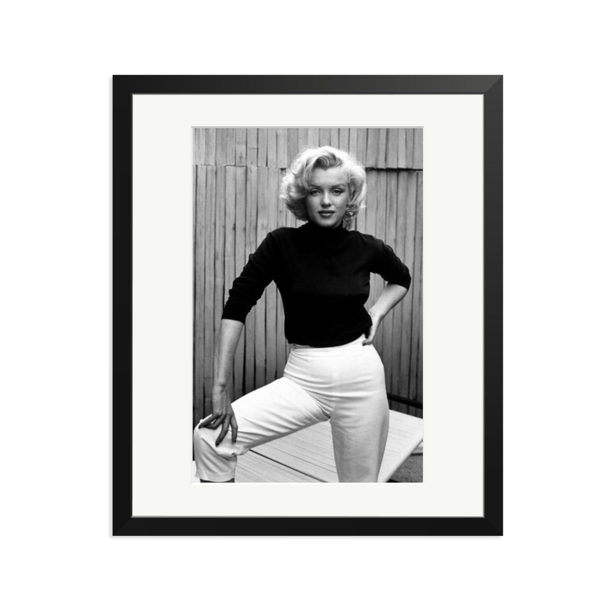 Marilyn Monroe Posing on Her Patio Framed Print Black Large