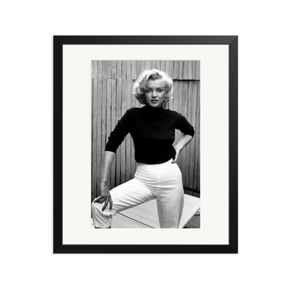 Marilyn Monroe Posing on Her Patio Framed Print Black Large