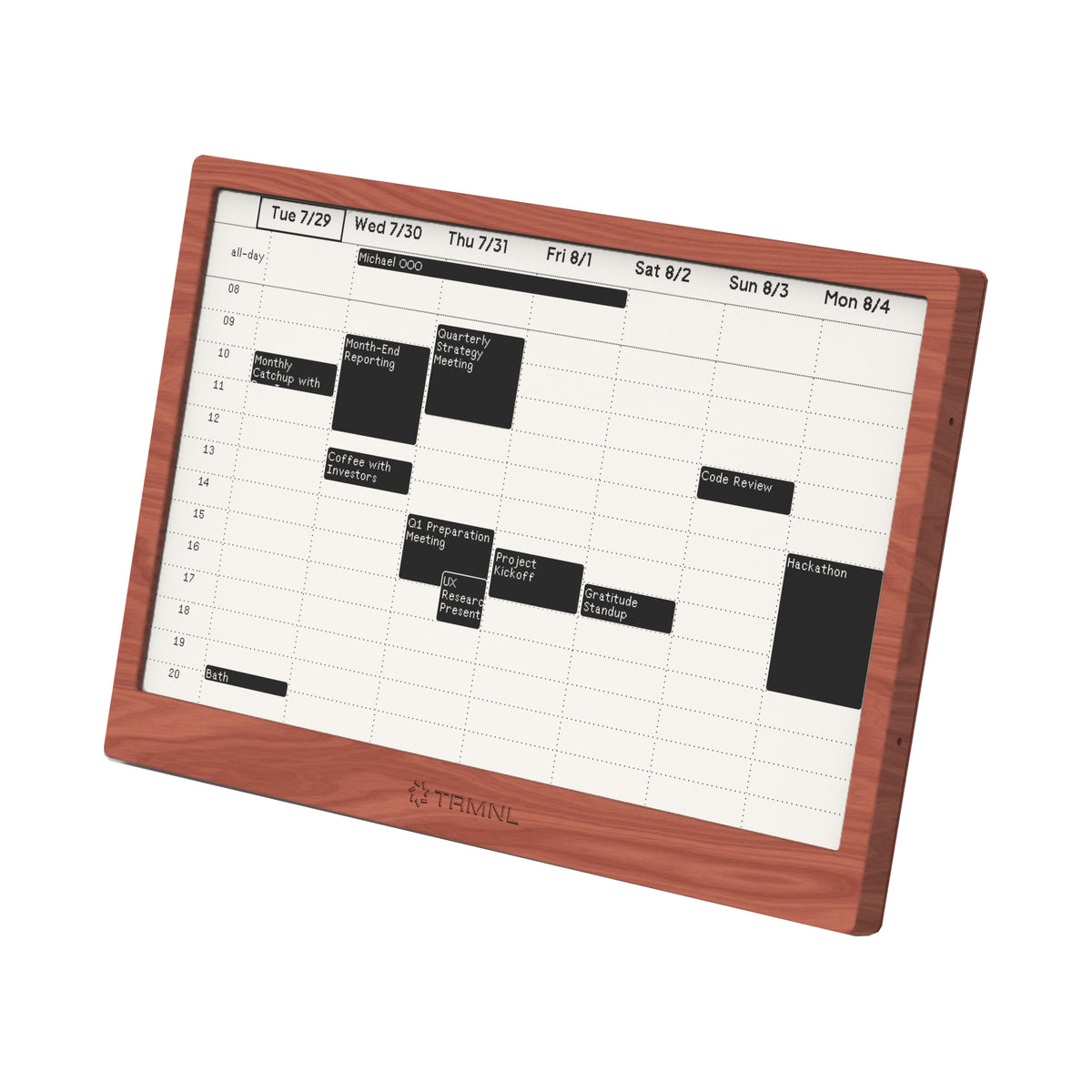 TRMNL Open Source Home Display Dark Wood (faux)