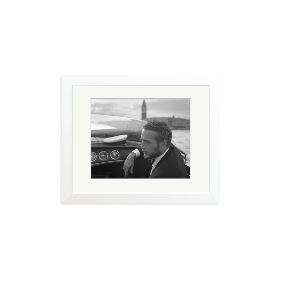 Paul Newman in Venice Framed Print White Small