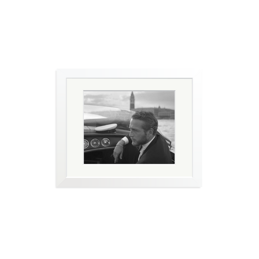 Paul Newman in Venice Framed Print White Small