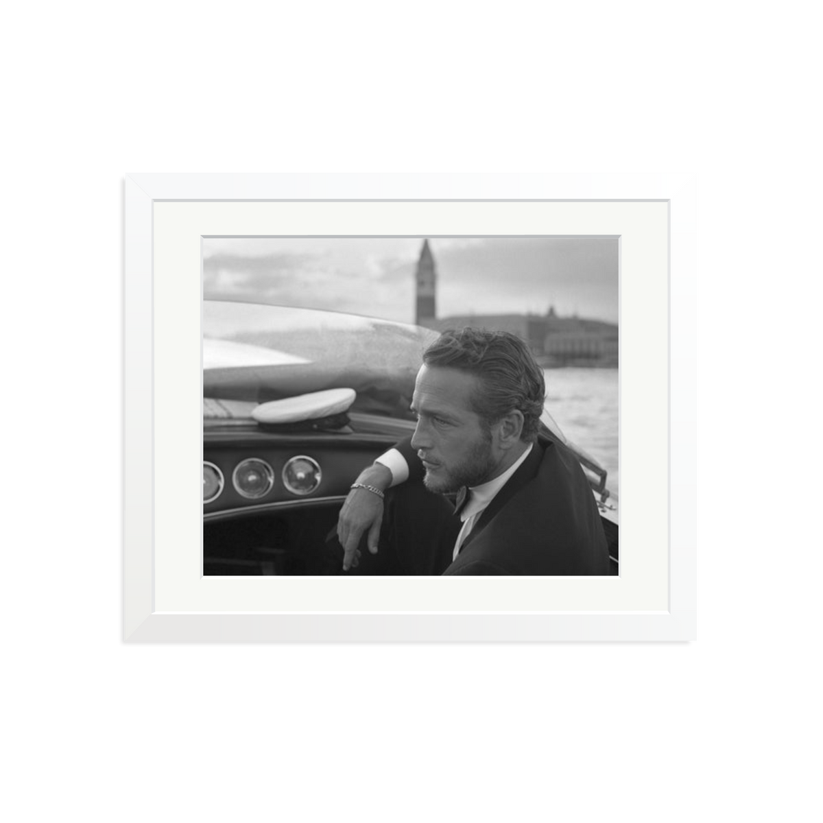 Paul Newman in Venice Framed Print White Medium