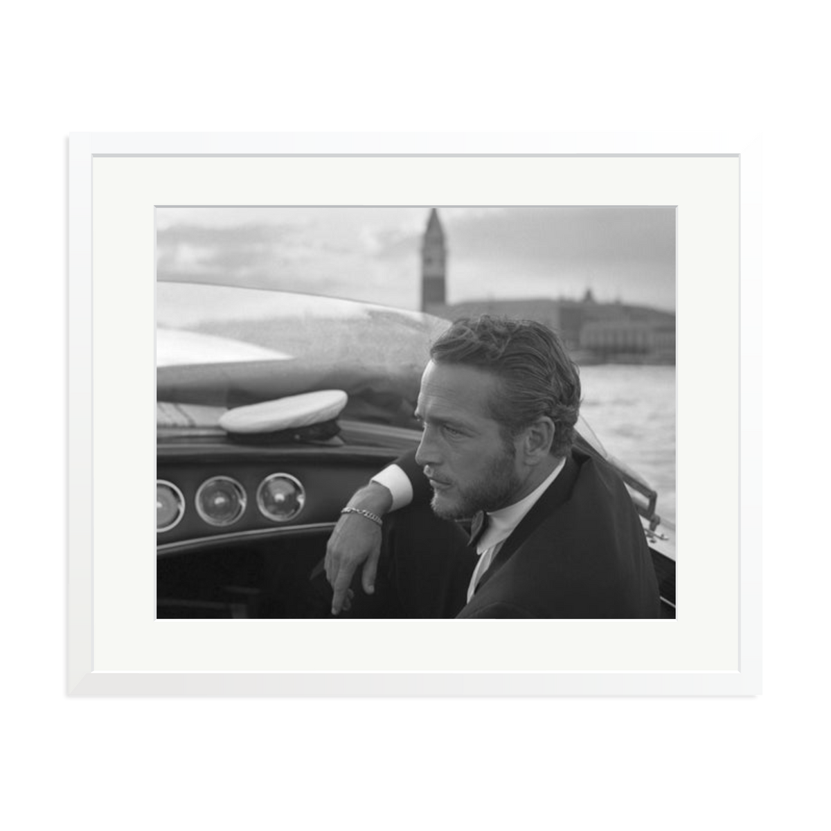 Paul Newman in Venice Framed Print White XL