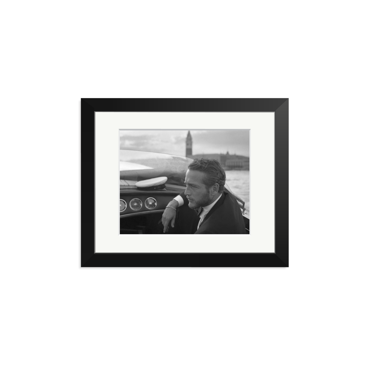 Paul Newman in Venice Framed Print Black Small