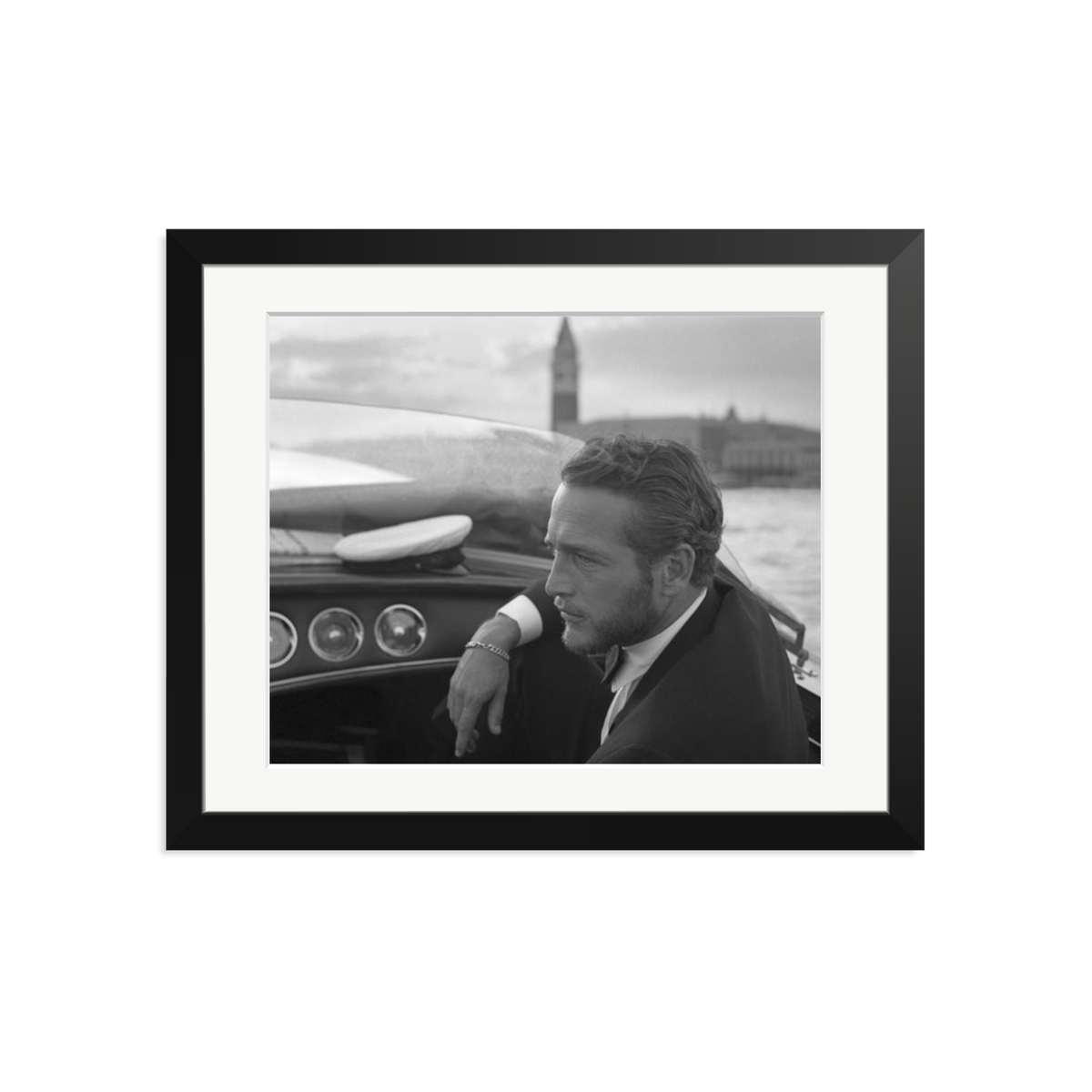 Paul Newman in Venice Framed Print Black Medium