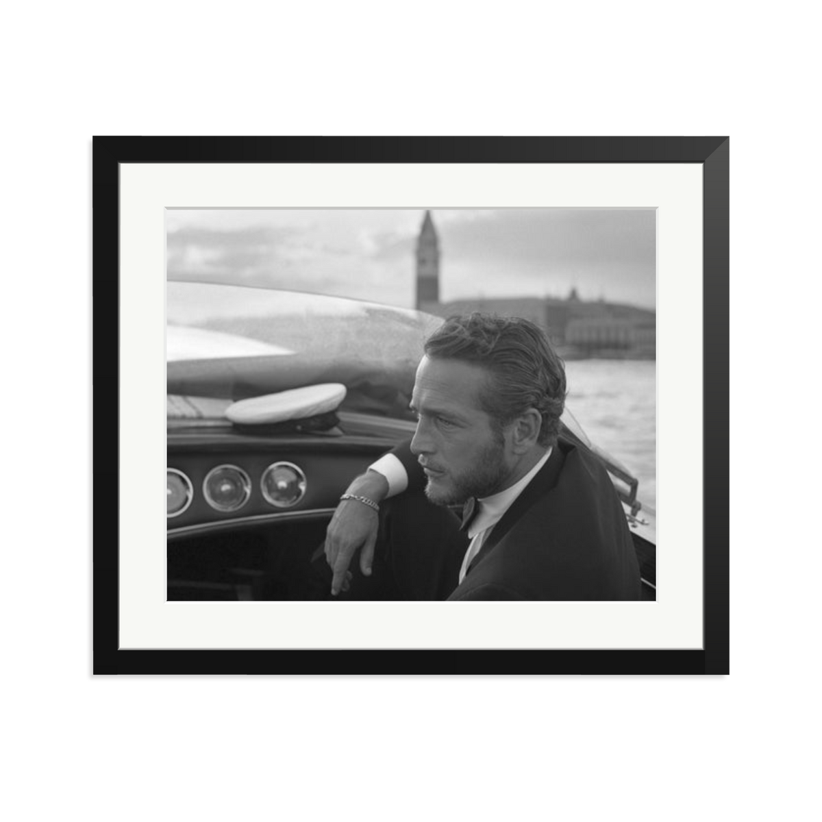 Paul Newman in Venice Framed Print Black Large