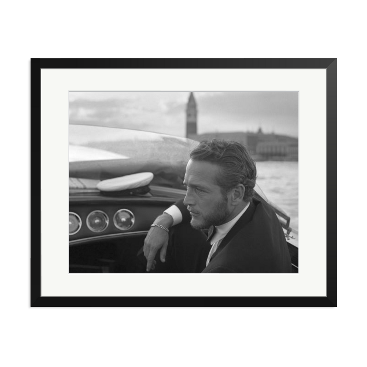 Paul Newman in Venice Framed Print Black XL