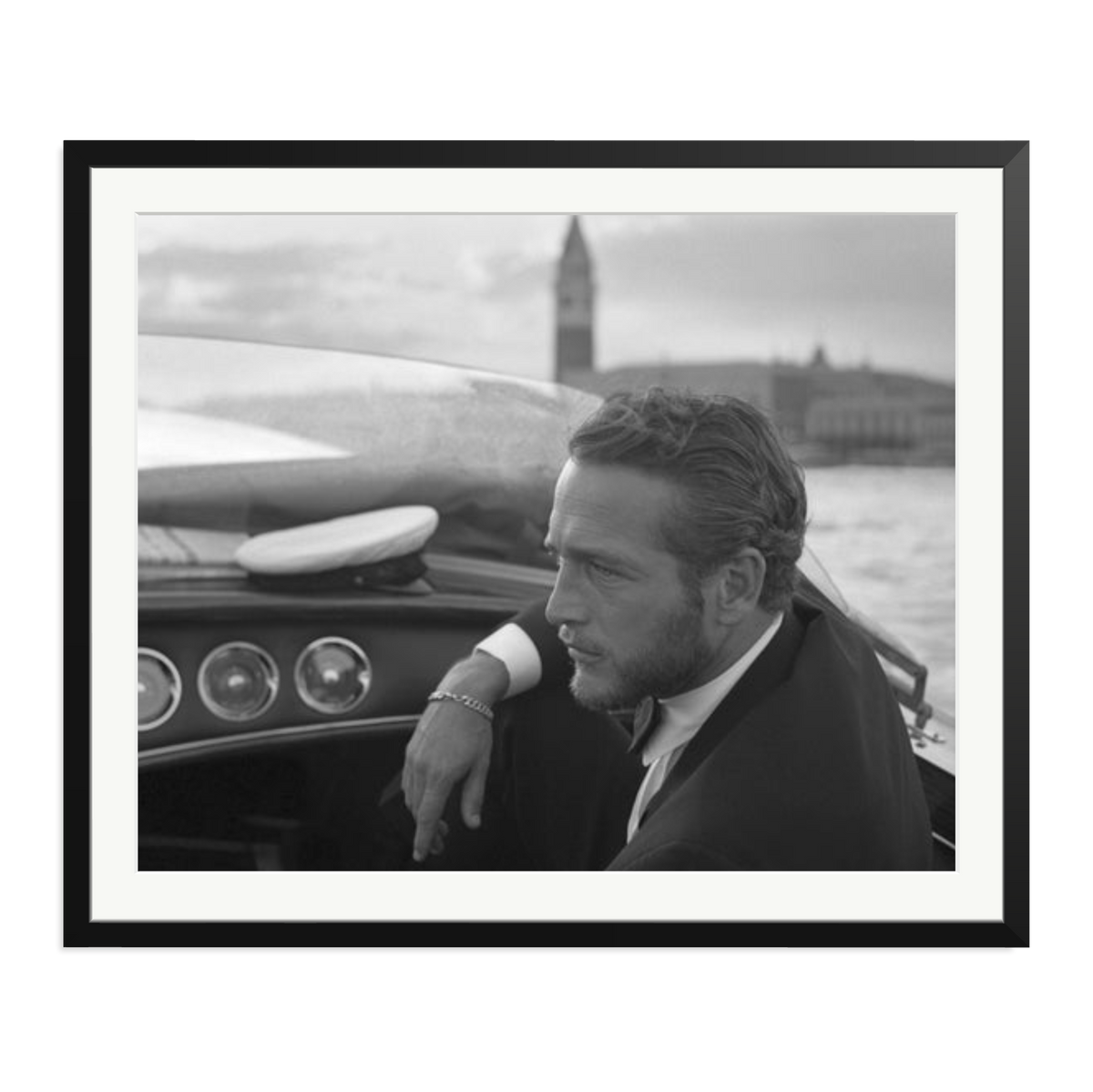 Paul Newman in Venice Framed Print Black XXL