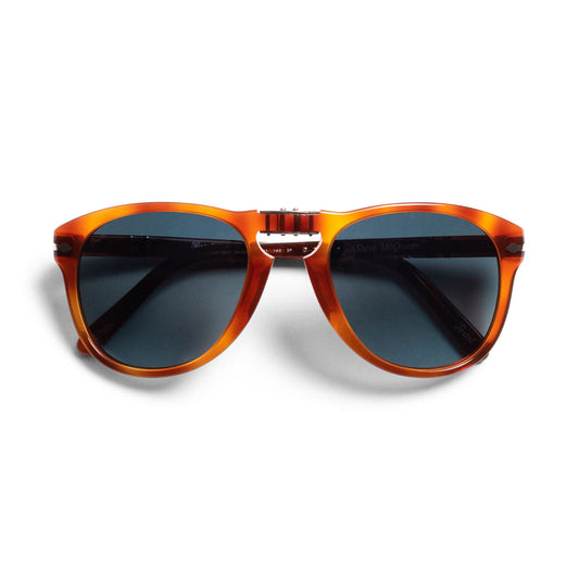 Persol 714 Steve McQueen Sunglasses Light Havanna Gradient Blue Polar