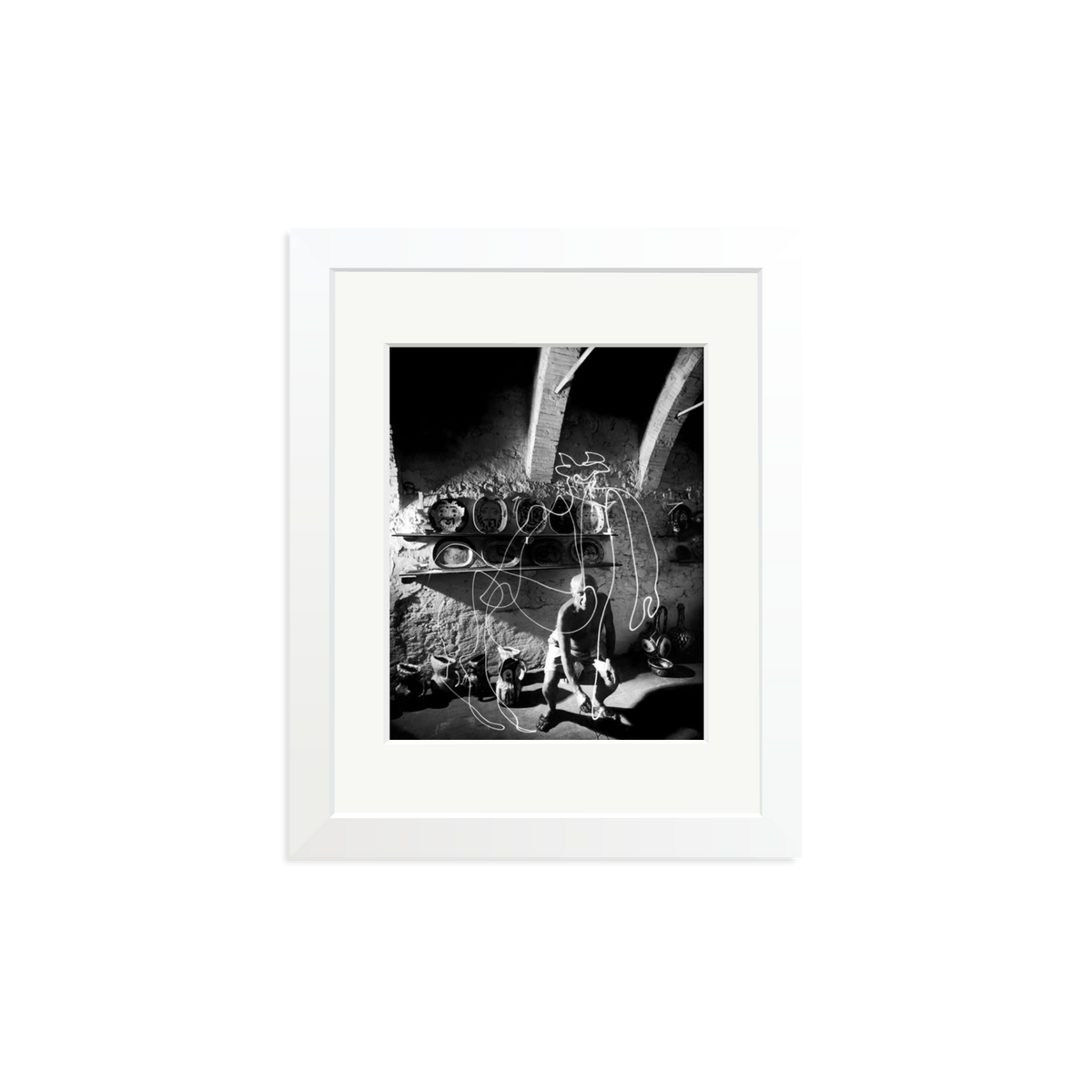 Picasso Painting with Light Framed Print White Small