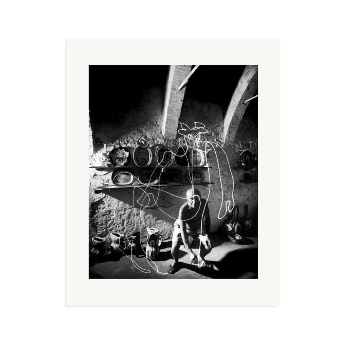 Picasso Painting with Light Framed Print Print Only XL