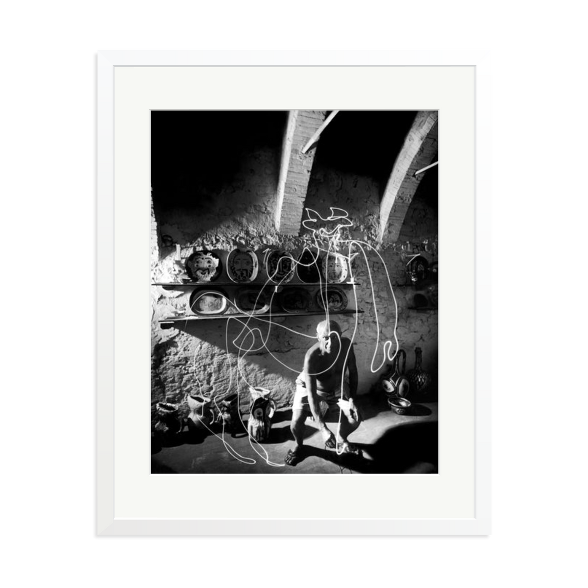 Picasso Painting with Light Framed Print White XL