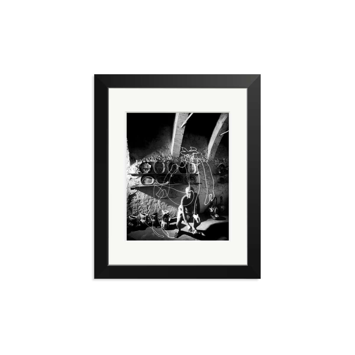 Picasso Painting with Light Framed Print Black Small