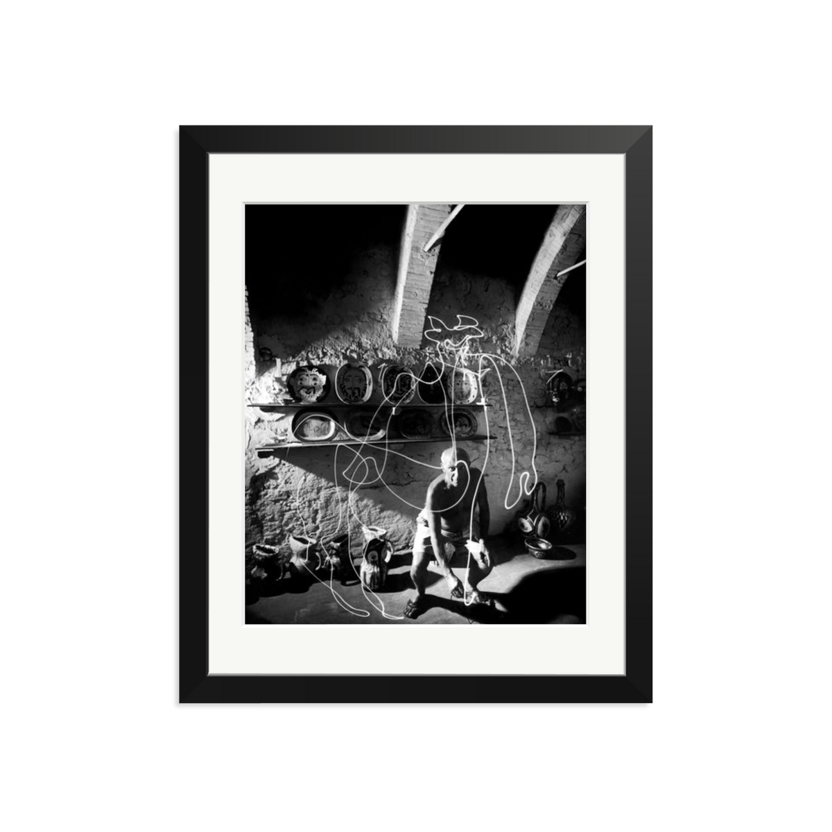 Picasso Painting with Light Framed Print Black Medium