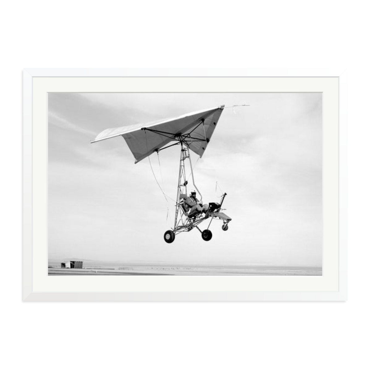 Edwards Air Force Base Paraglider Landing Framed Print White XXL