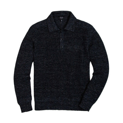 Rivay Porto Linen Cotton Sweater in Black Marl Black Marl