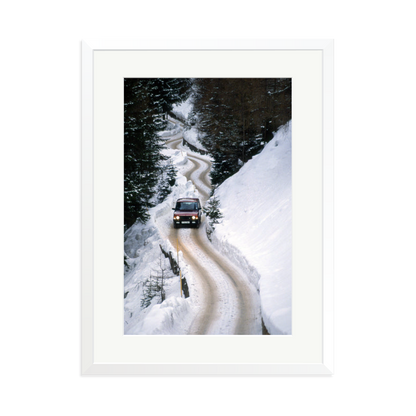 Range Rover Classic in the Alps Framed Print White XL