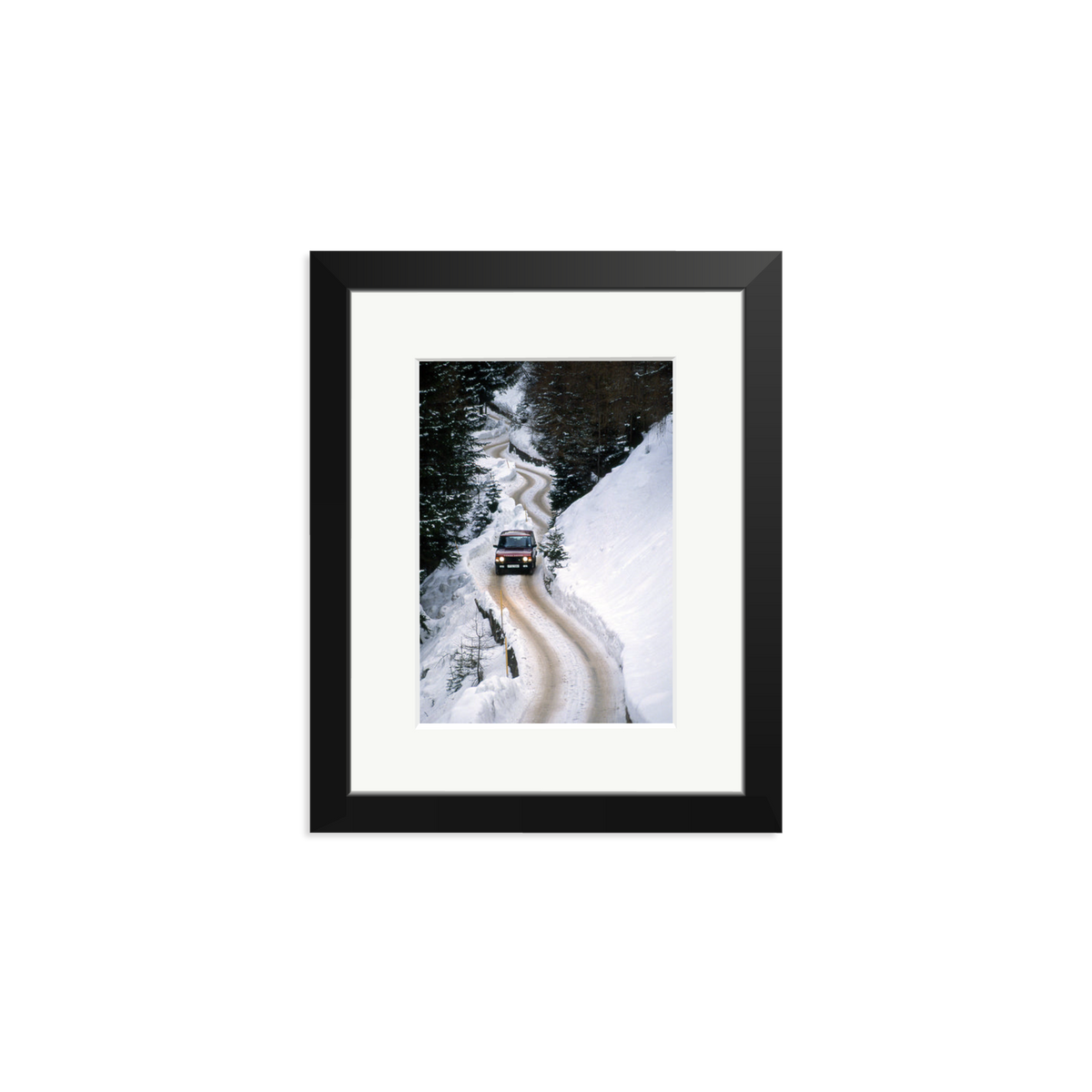 Range Rover Classic in the Alps Framed Print Black Small