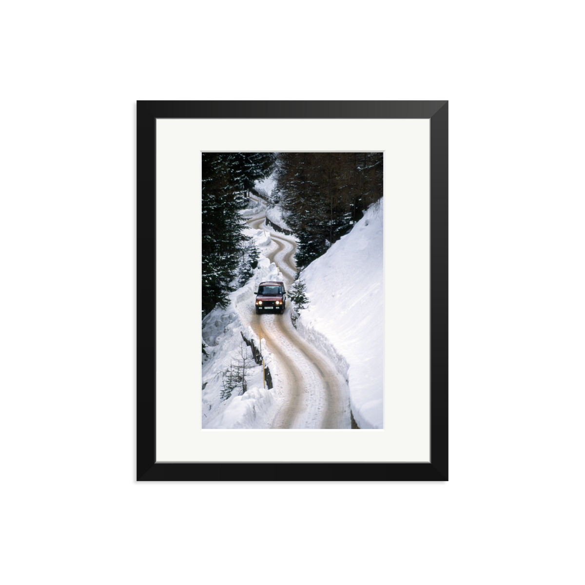 Range Rover Classic in the Alps Framed Print Black Medium