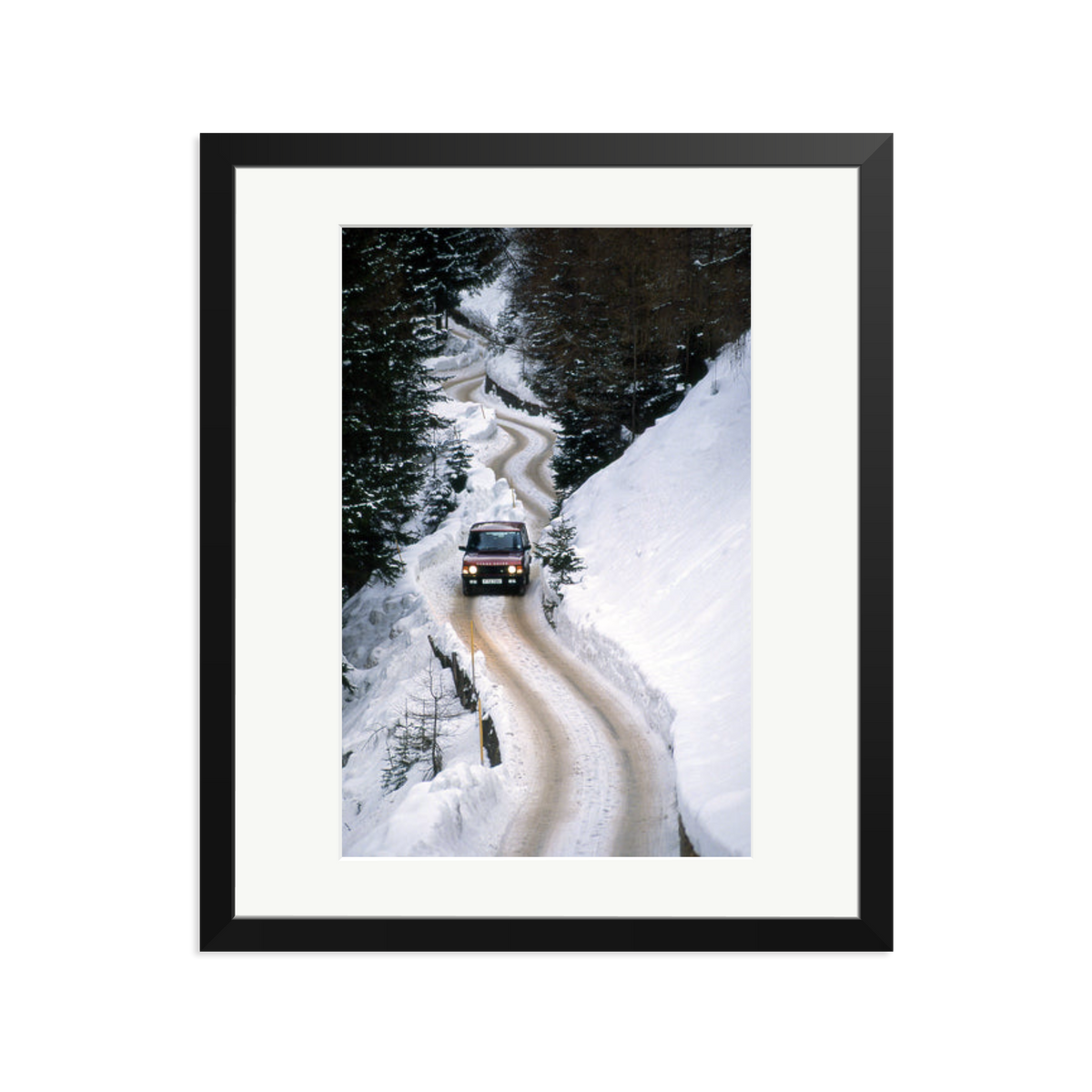 Range Rover Classic in the Alps Framed Print Black Large