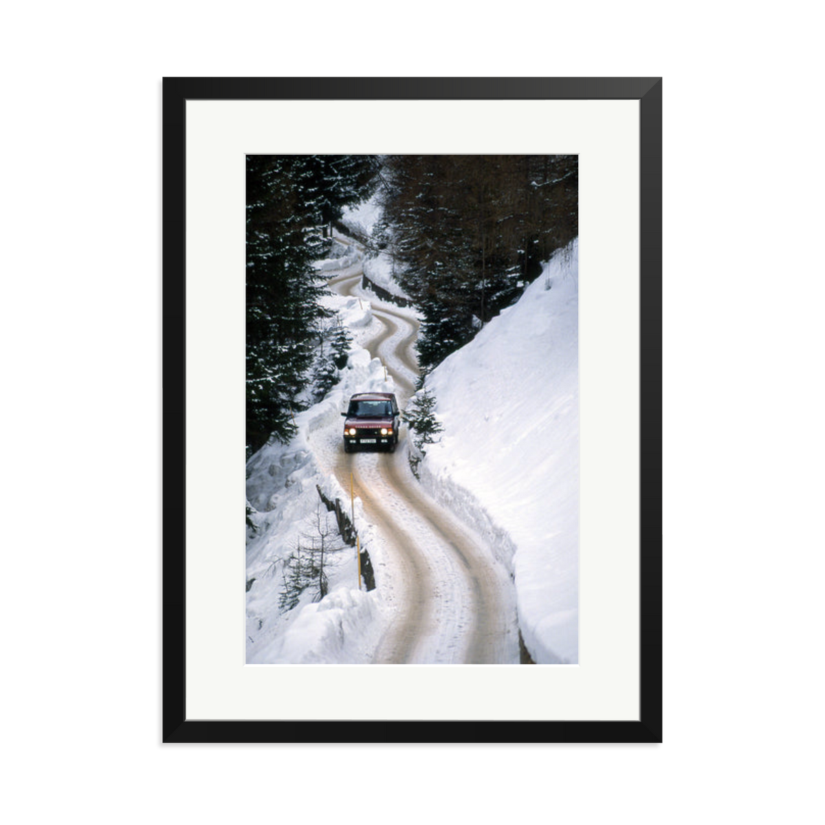 Range Rover Classic in the Alps Framed Print Black XL