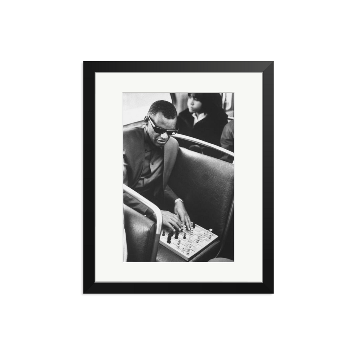Ray Charles Playing Chess Framed Print Black Medium