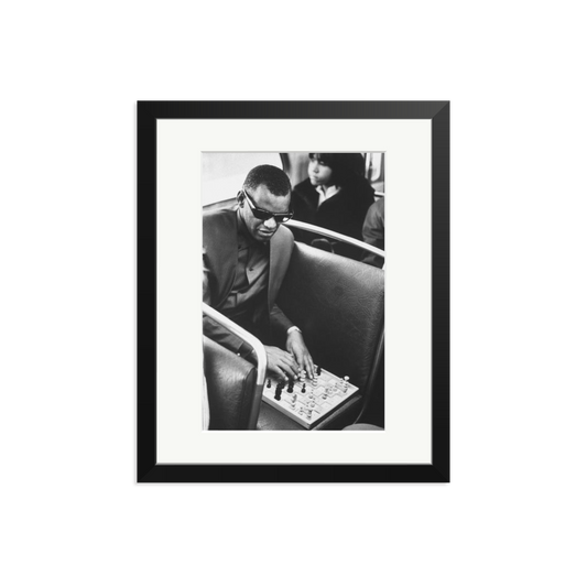 Ray Charles Playing Chess Framed Print Black Medium