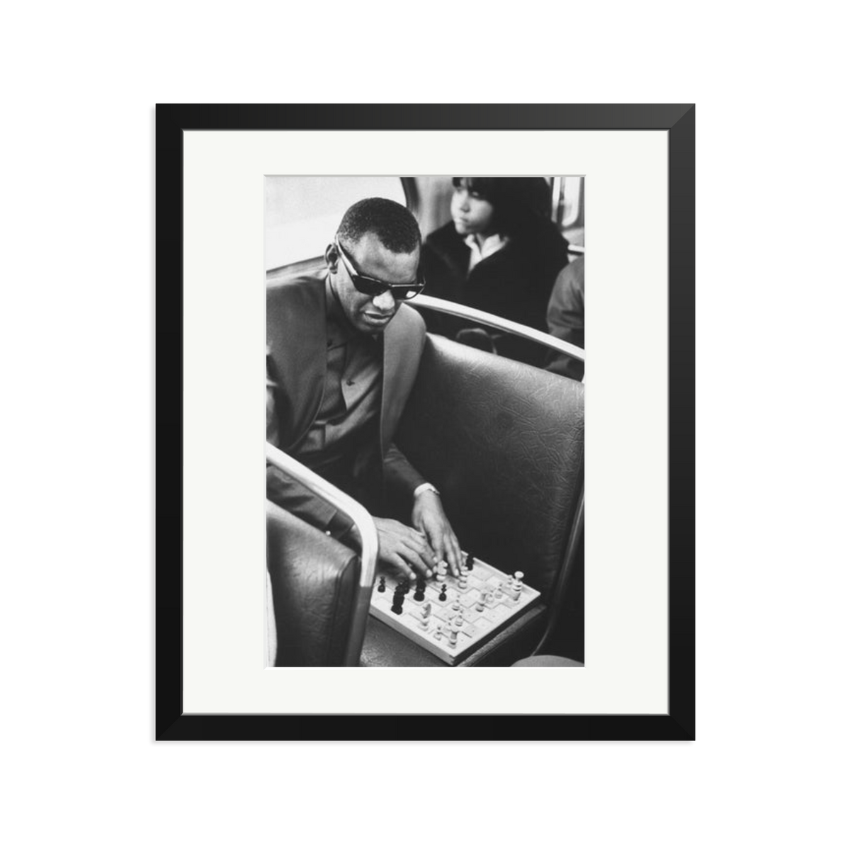 Ray Charles Playing Chess Framed Print Black Large