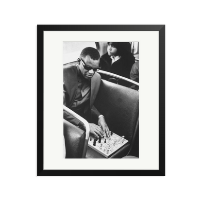 Ray Charles Playing Chess Framed Print Black Large