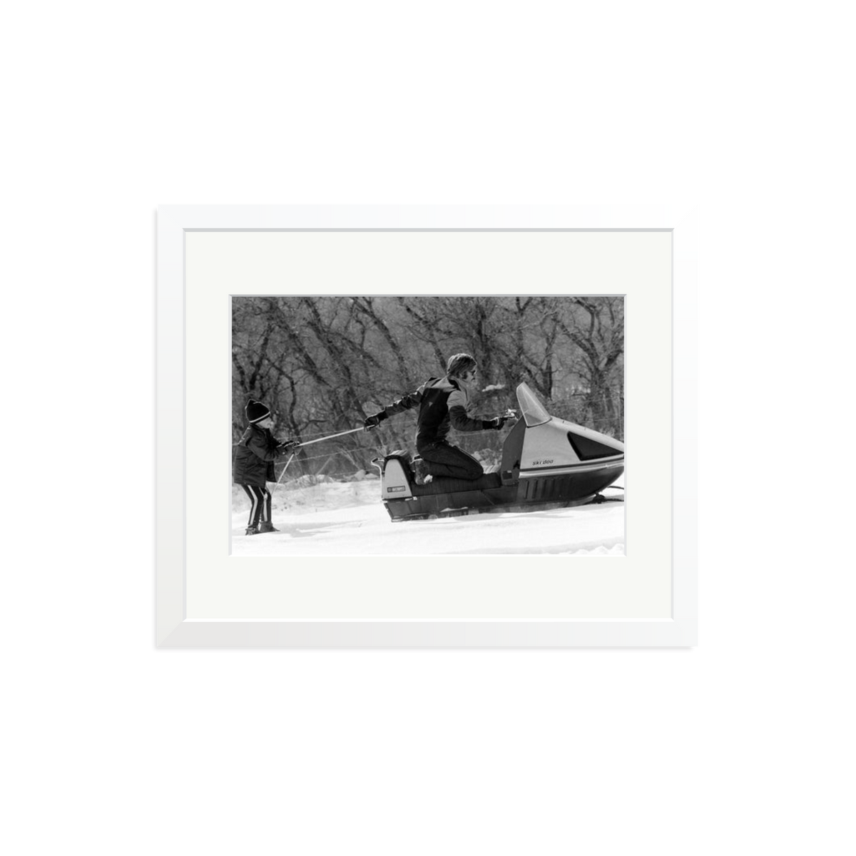 Robert Redford Snowmobile Framed Print White Medium