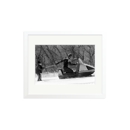 Robert Redford Snowmobile Framed Print White Medium