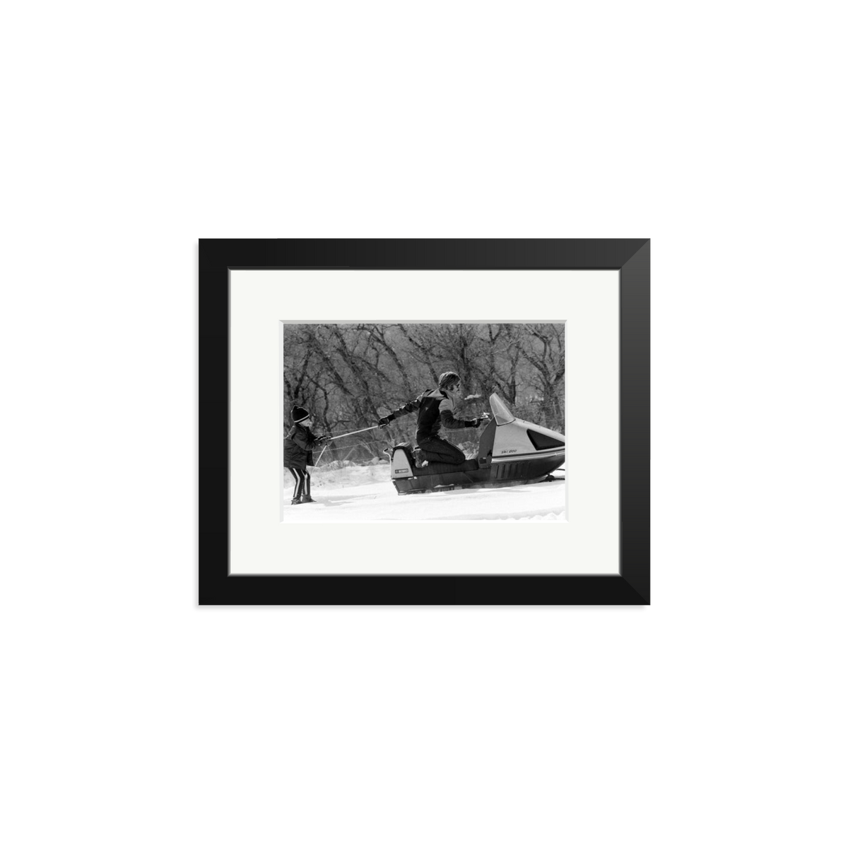 Robert Redford Snowmobile Framed Print Black Small
