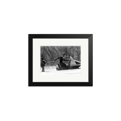 Robert Redford Snowmobile Framed Print Black Small