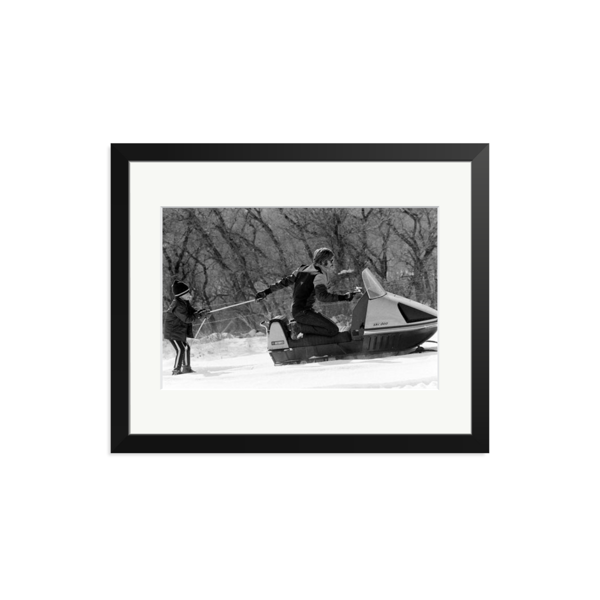 Robert Redford Snowmobile Framed Print Black Medium