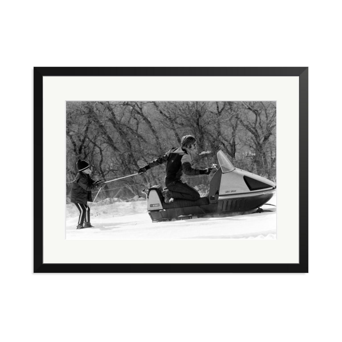 Robert Redford Snowmobile Framed Print Black XL