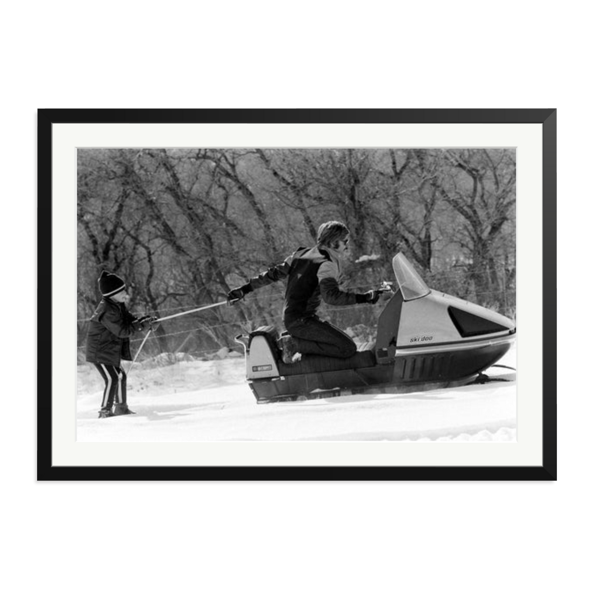 Robert Redford Snowmobile Framed Print Black XXL