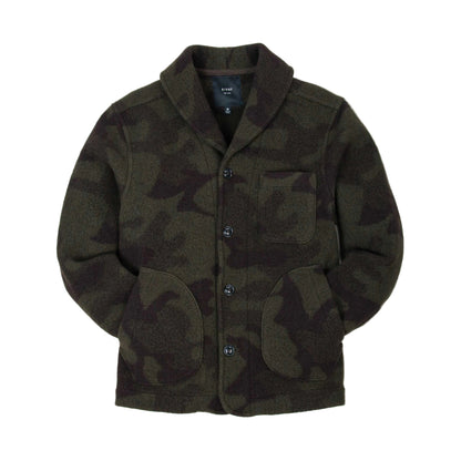 Rivay Hale Wool Cardigan in Olive Camouflage Olive Camo