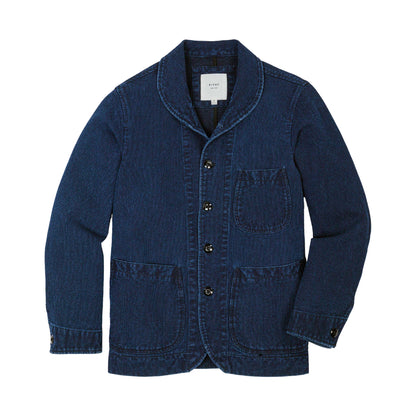 Rivay Cliff Indigo Dobby Shawl Jacket in Dark Wash Dark Wash