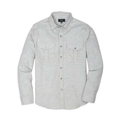 Rivay Cortina Brushed Cotton Camp Shirt in Light Grey Light Grey