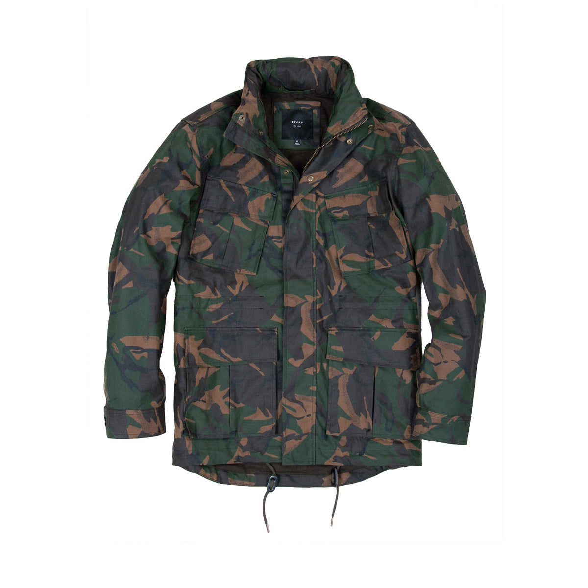 Rivay Waxed Cotton Camo Field Jacket British Woodlands Camo