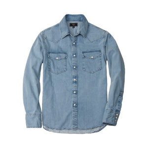 Rivay Wayne Denim Western Shirt in Light Wash Light Wash